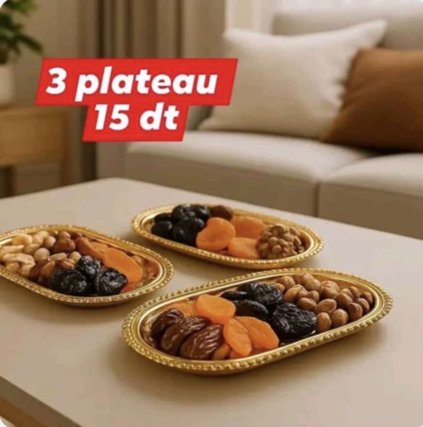 Série de 3 plateaux dorée