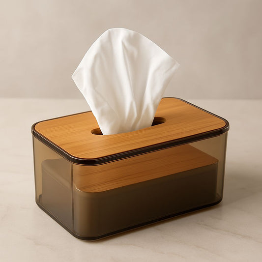 Porte boite mouchoir effet en bois