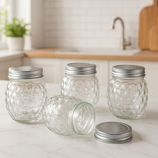 4 boittes en verre transparent