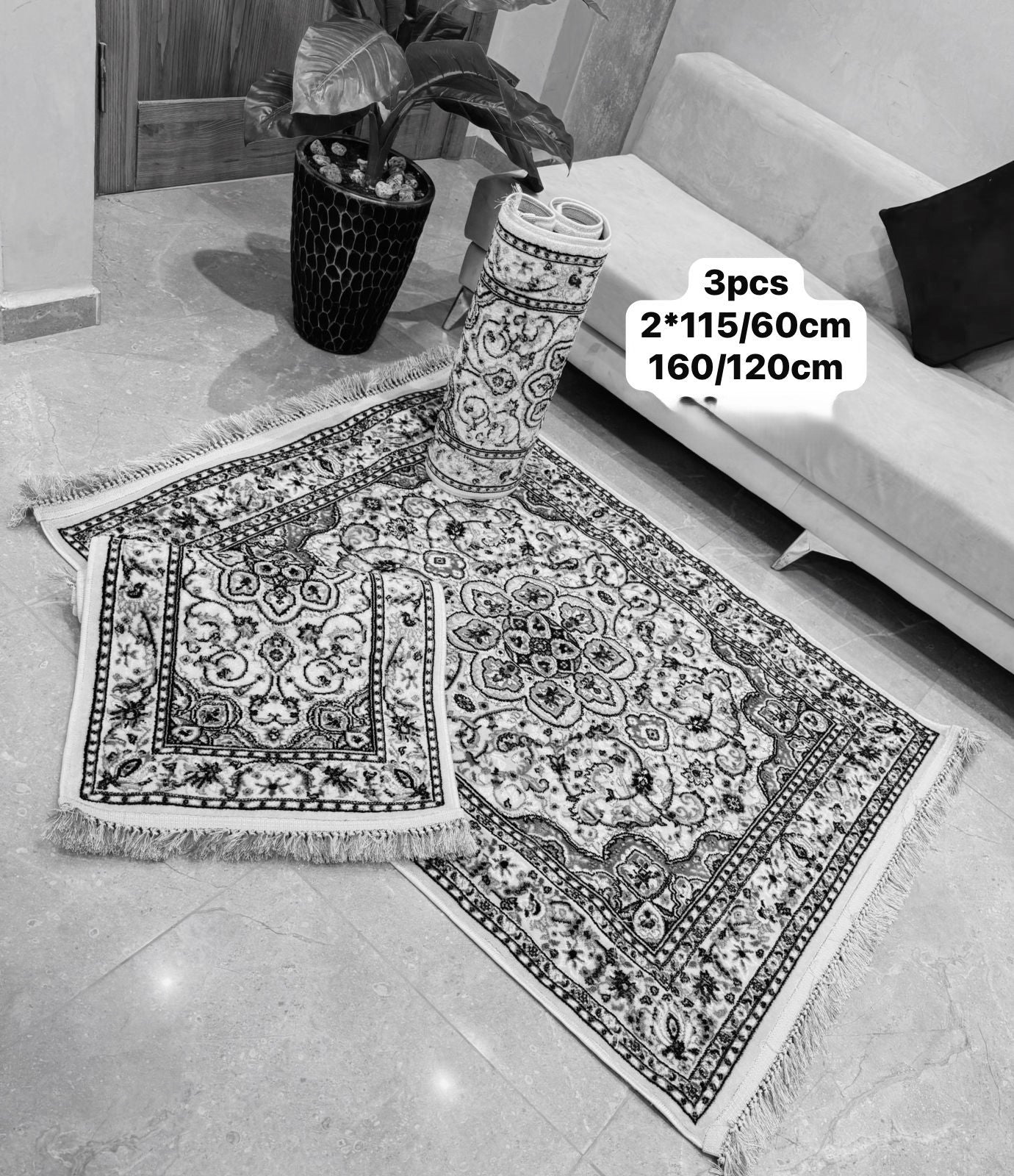Tapis 3 pièces  النقشة واللون مدموجة