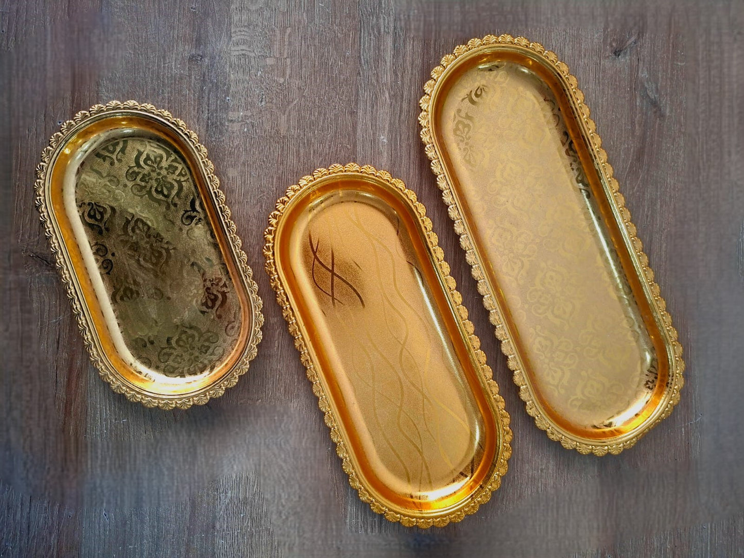 3 plateaux rectangulaire dore