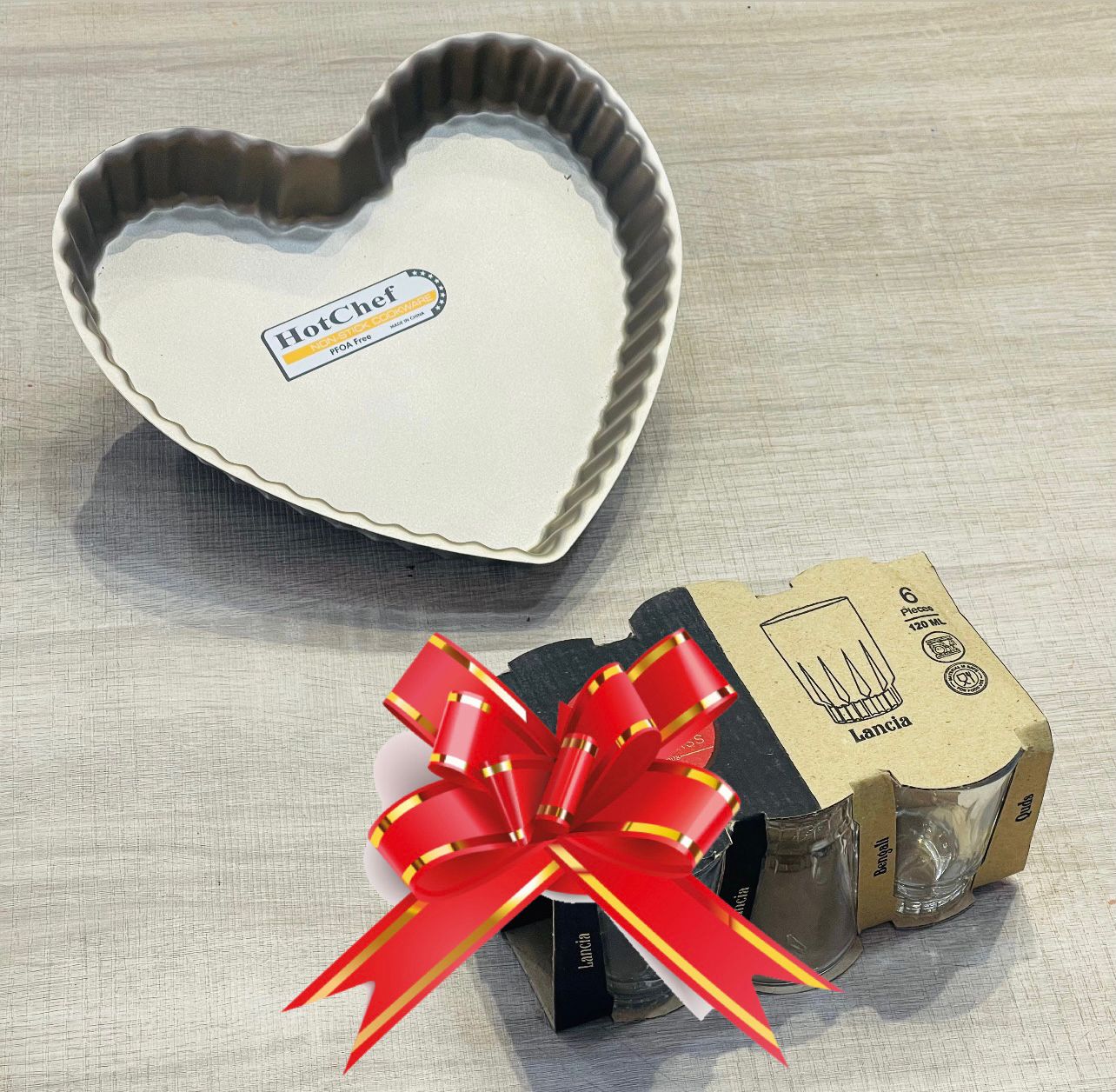 Pack moule coeur et 6 tasses en verre