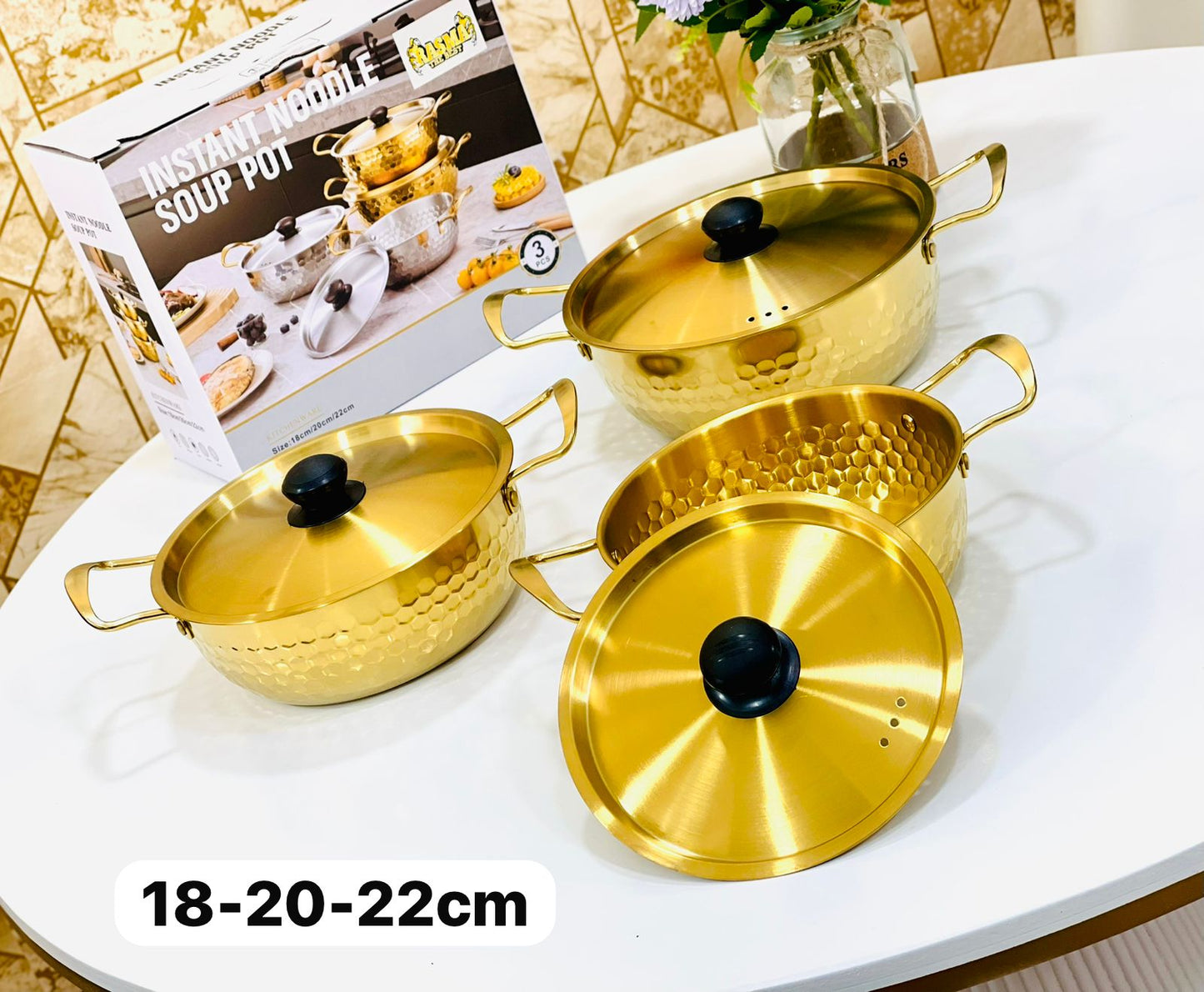 Série de 3 faitouts  doré  (18, 20 et 22 cm)