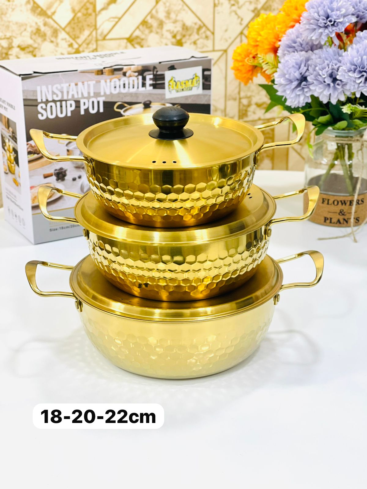 Série de 3 faitouts  doré  (18, 20 et 22 cm)