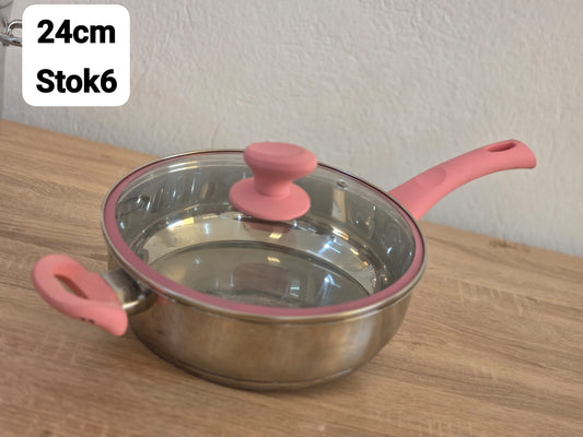 Poêle manche rose
