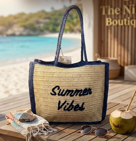 Sac de plage avec écriture اللون مدموج