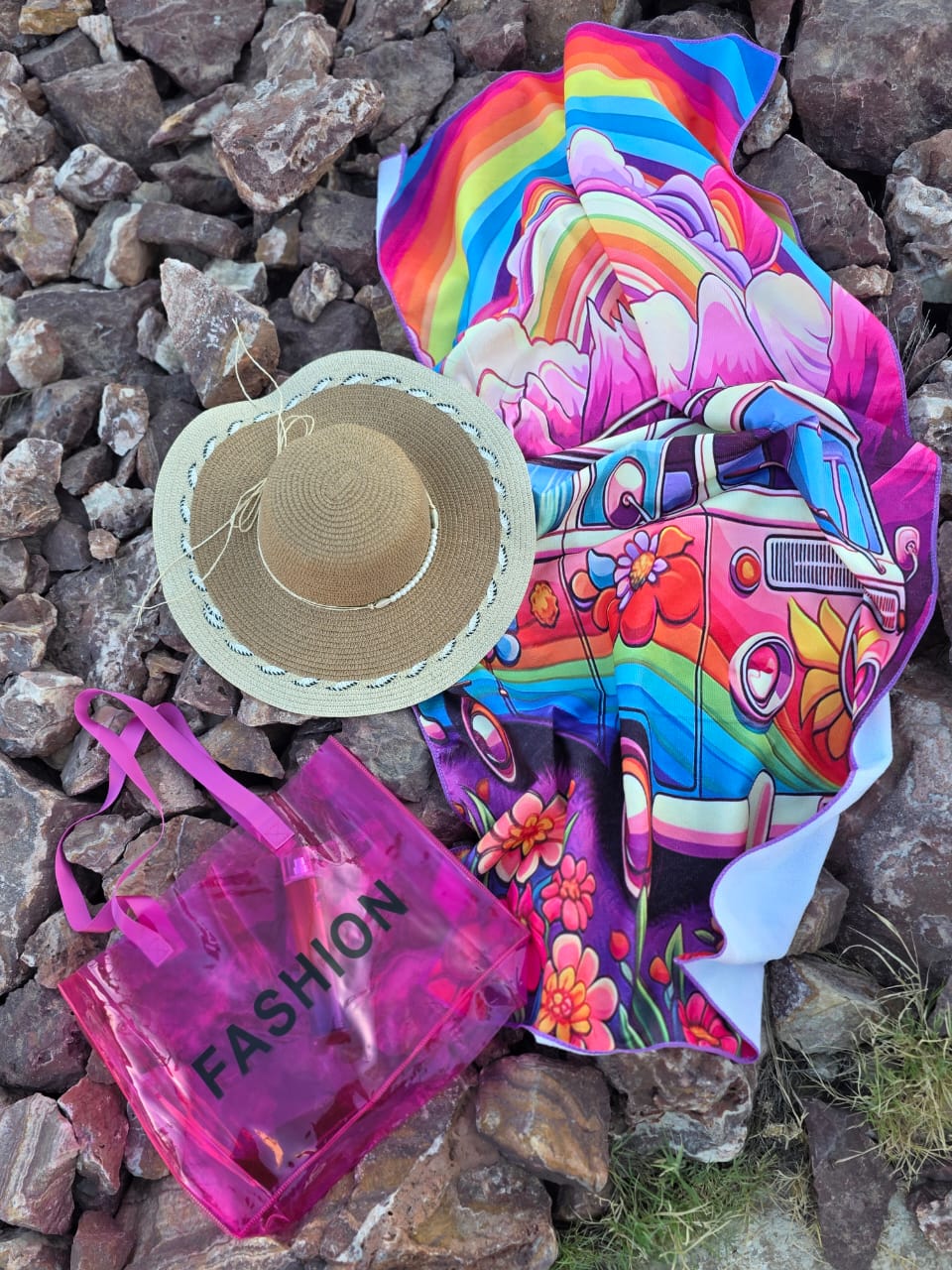Pack serviette + sac de plage + chapeau