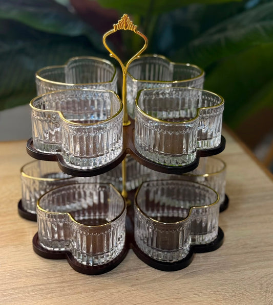 Service de Bols en Verre 8 Pièces + support