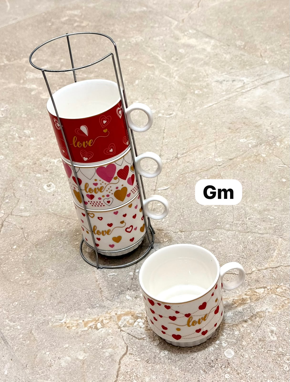 Série de 4 Tasses à Café GM en Céramique avec Support مدموج