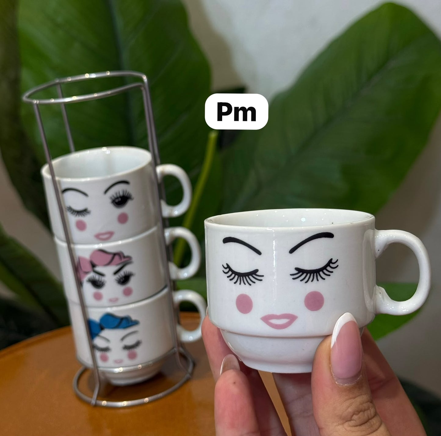Série de 4 Tasses à Café PM en Céramique avec Support مدموج