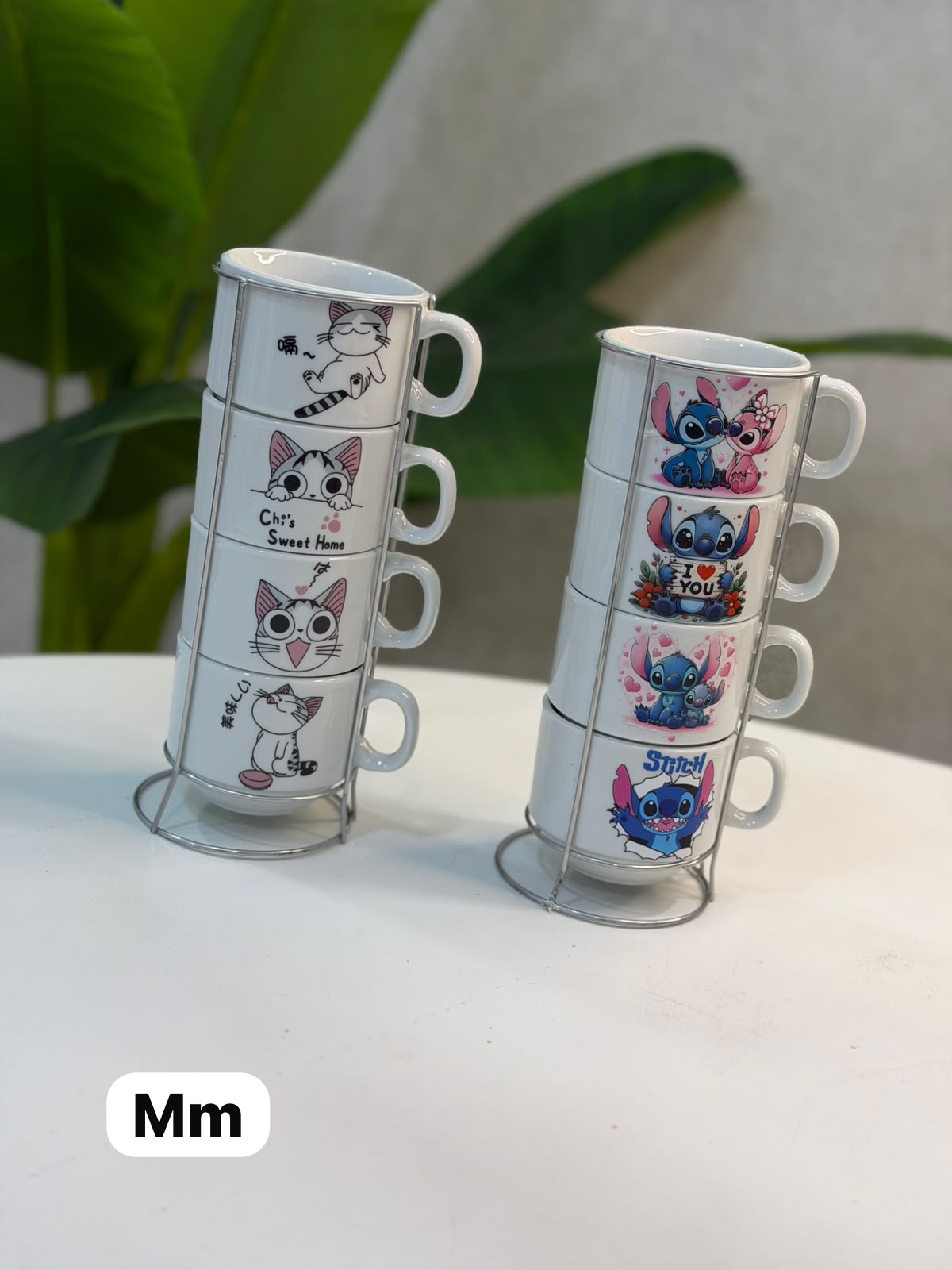 Série de 4 Tasses à Café Mm en Céramique avec Support مدموج