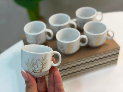 service à café 6 pièces  نقشة مدموجة