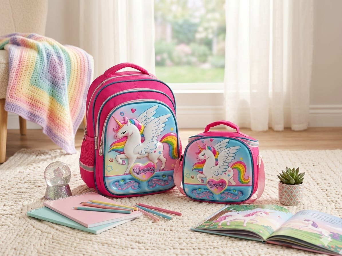 Cartable Avec Support sac Repas et Trousse Pour Fille