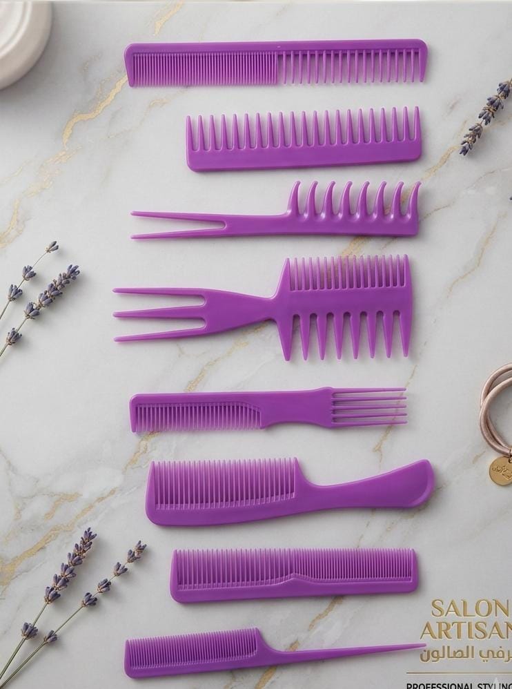 Peignes à cheveux en plastique – Lot de 8