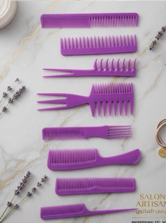 Peignes à cheveux en plastique – Lot de 8