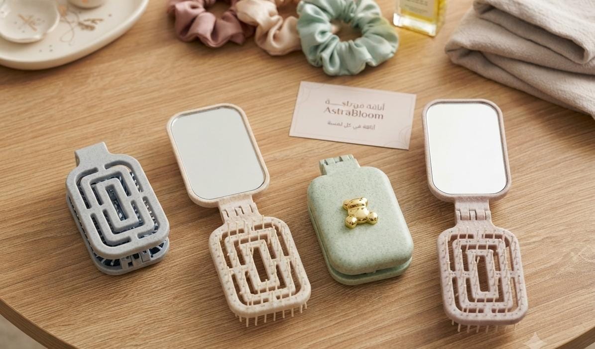 Brosse à cheveux pliable avec Miroir