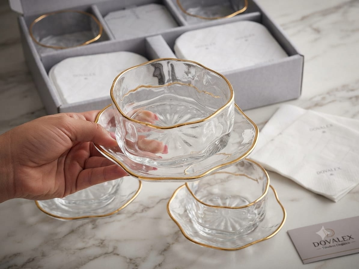 Set de Bols & Assiettes en Verre 12 Pièces
