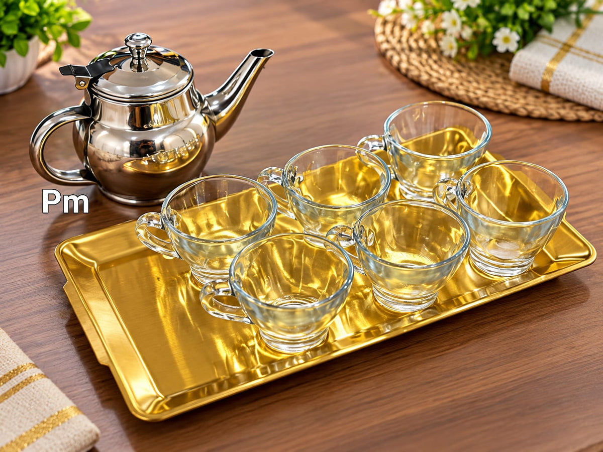 Plateau + 6 tasses +théière