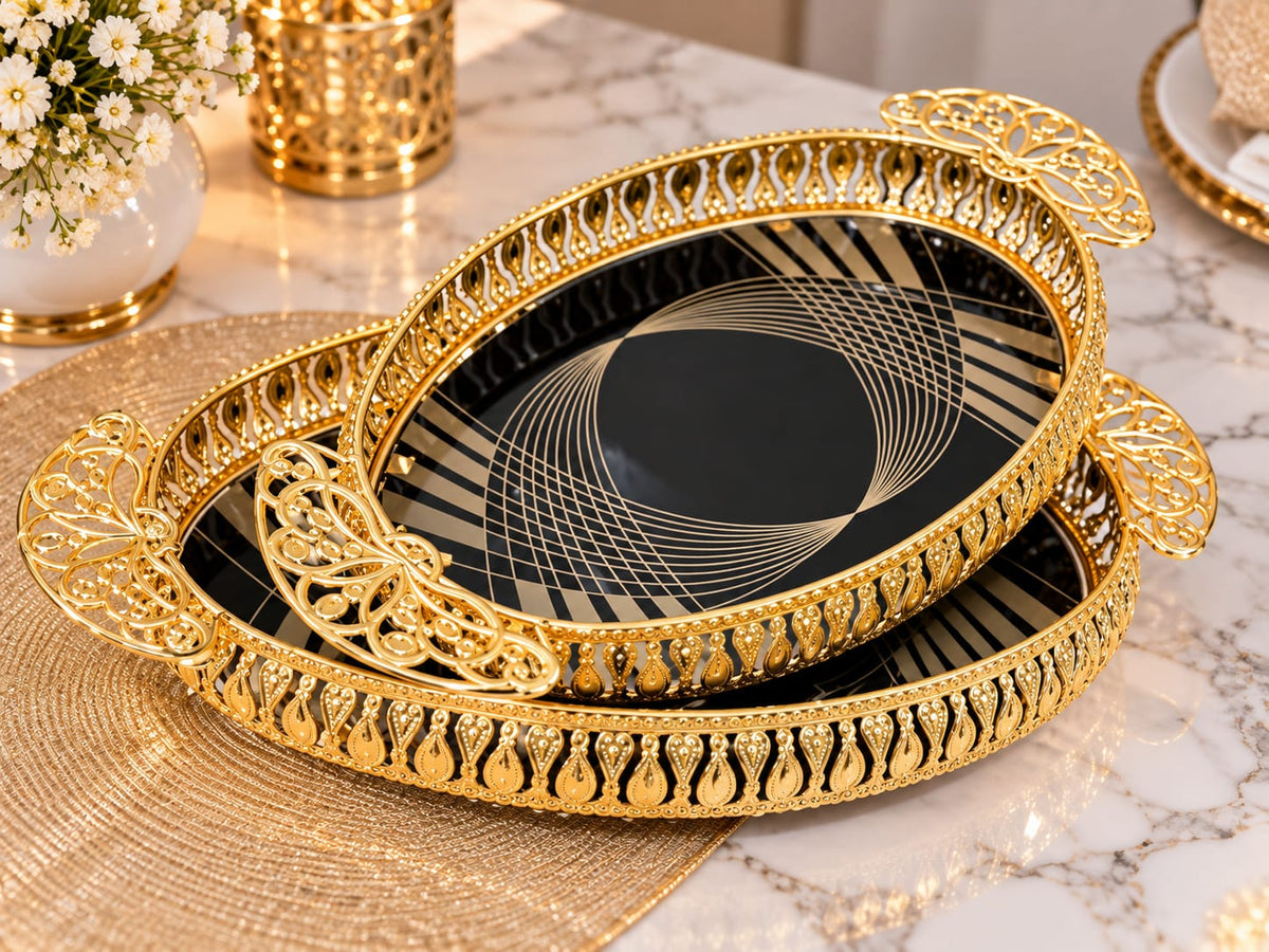 Ensemble de 2 plateaux ovale