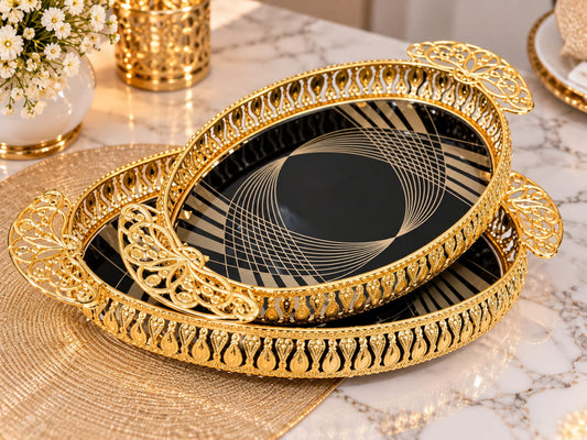 Ensemble de 2 plateaux ovale
