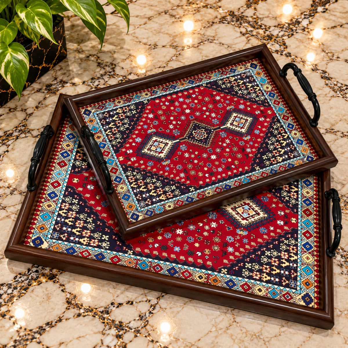 Lot de 2 plateaux