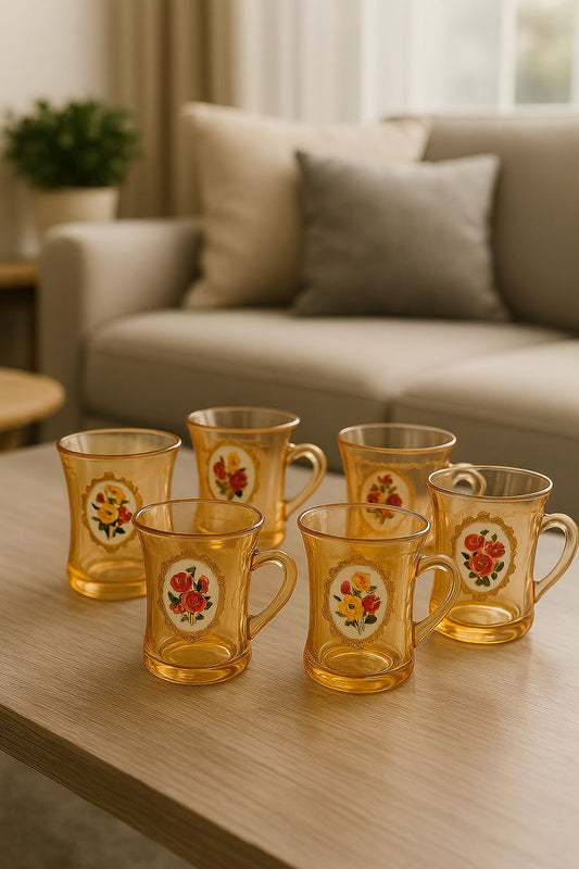 6 tasses à thé en verre  كؤوس شاي بلورية (6 pièces)