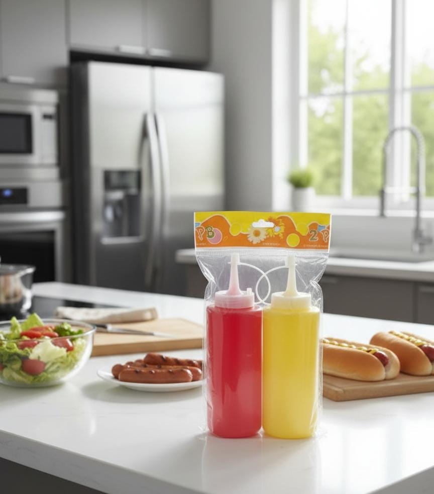 Lot 2 Bouteilles de Sauce en plastique