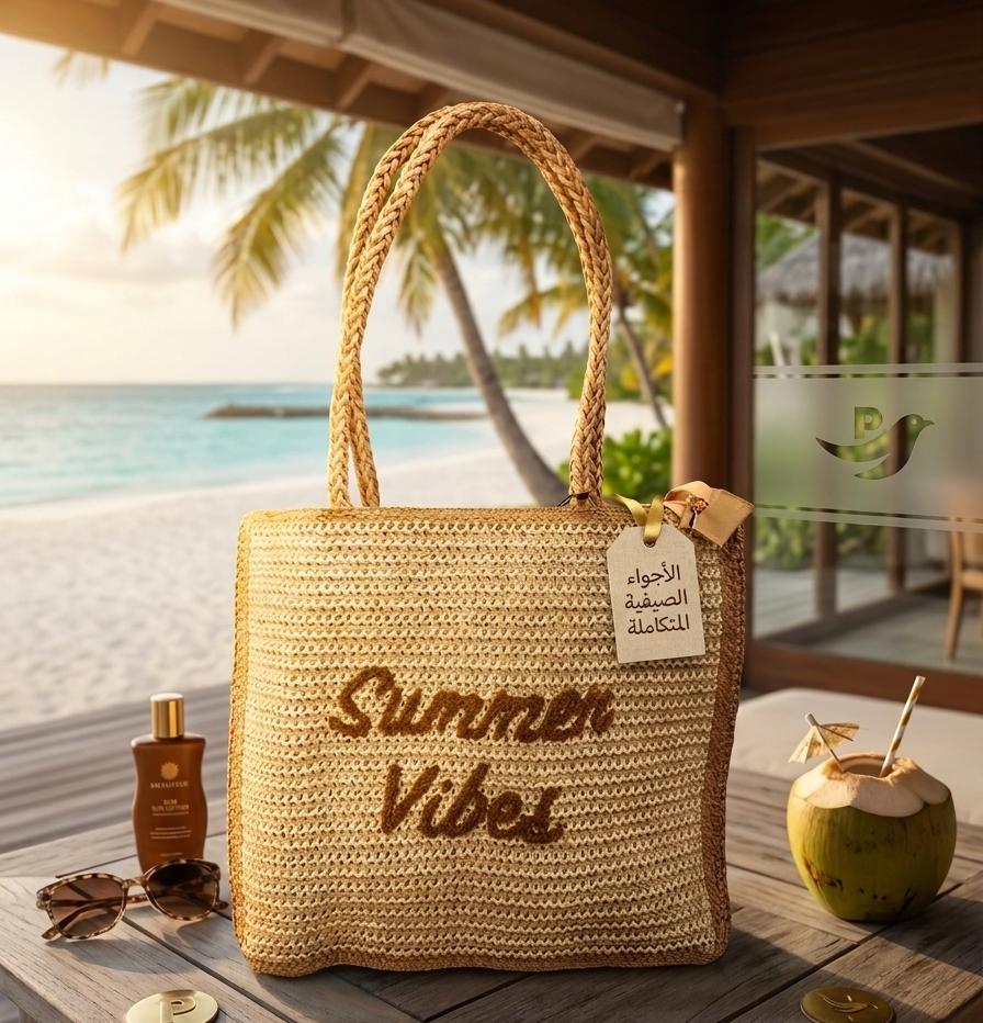 Sac de plage avec écriture اللون مدموج