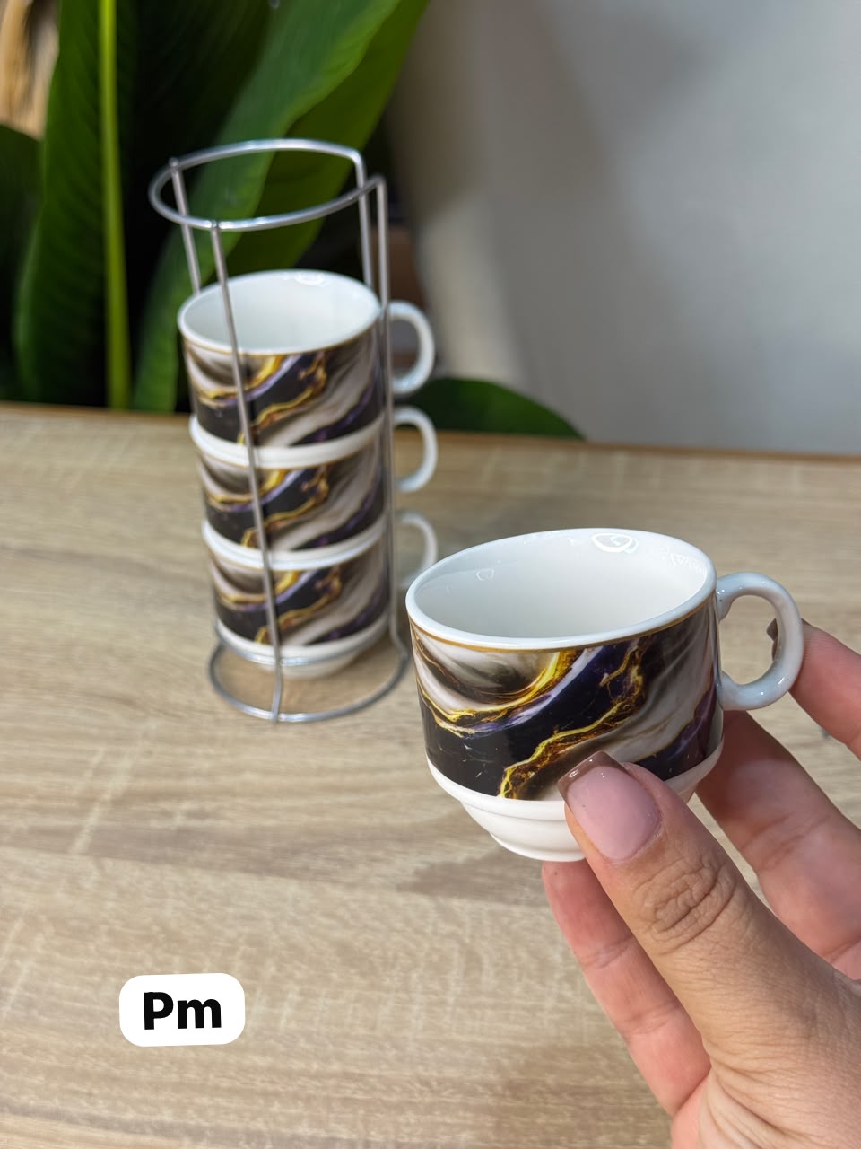 Série de 4 Tasses à Café en Céramique avec Support pm