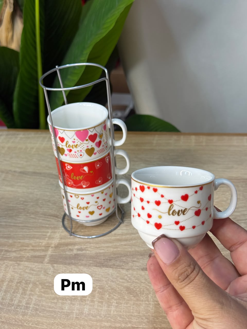 Série de 4 Tasses à Café en Céramique avec Support pm